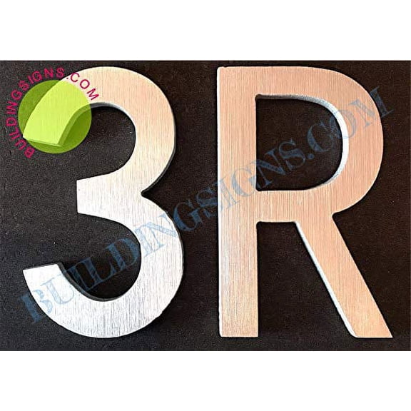 Apartment Number 3R Sign (Brush Silver,Double Sided Tape, Rust Free, 2.75 inch)-LGANTE NUMRO DE Porte BROSSE Artiste (ref-2201)