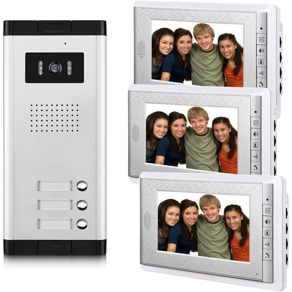 Apartment Video Intercom System, 3 Units Household Doorbell