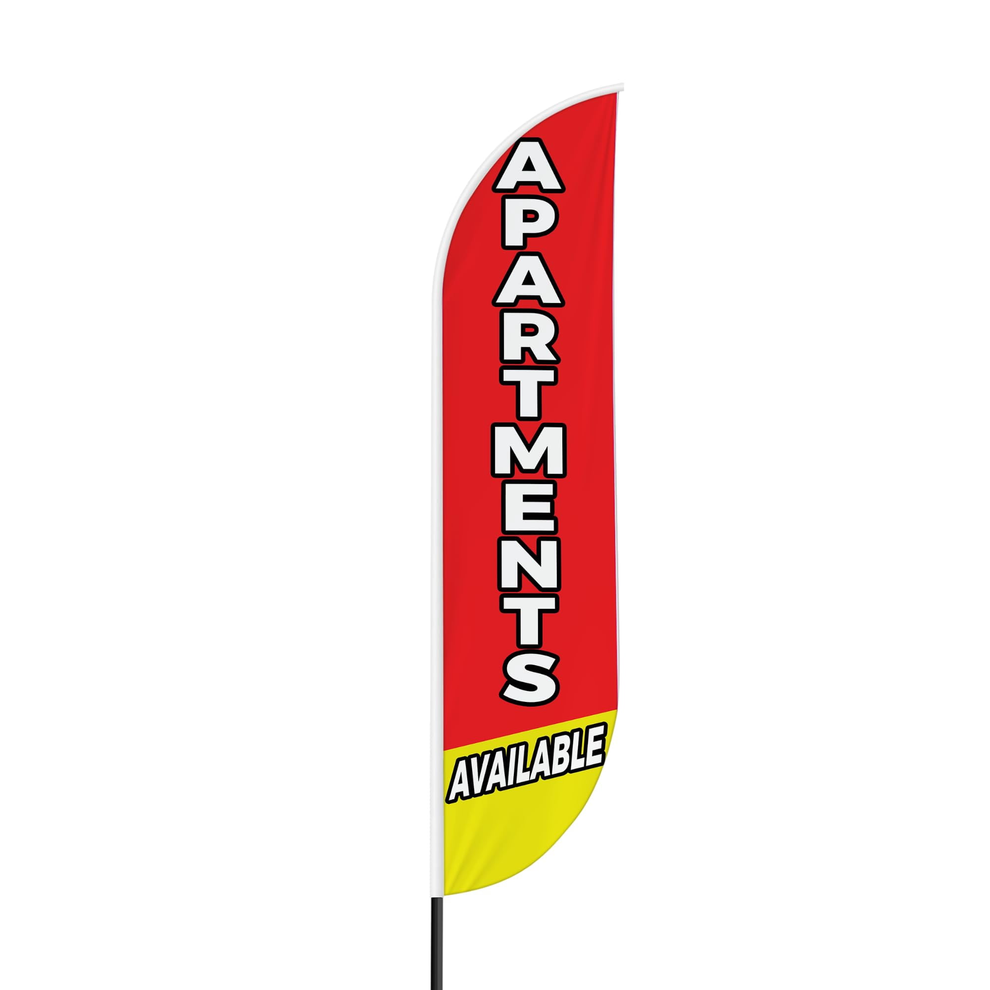 Apartments Sign feather flag for Outdoor by Mavis Printing | 11.5 FEET Long Polyester Outdoor Banner Flag for Easy Hang | HD Print Swooper Flag Only to Advertise Real Estate Business| Made in USA