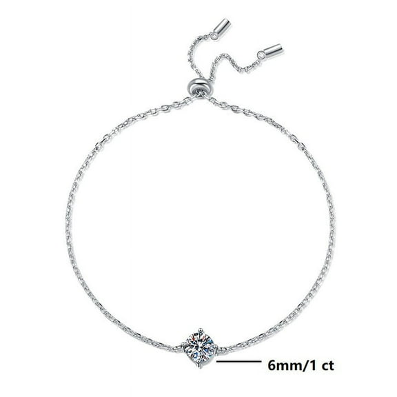 Apasion 6mm 1 ct Sparkling Moissanite Bracelets Women 925 Sterling Silver Eternity Tennis Adjustable Bangle