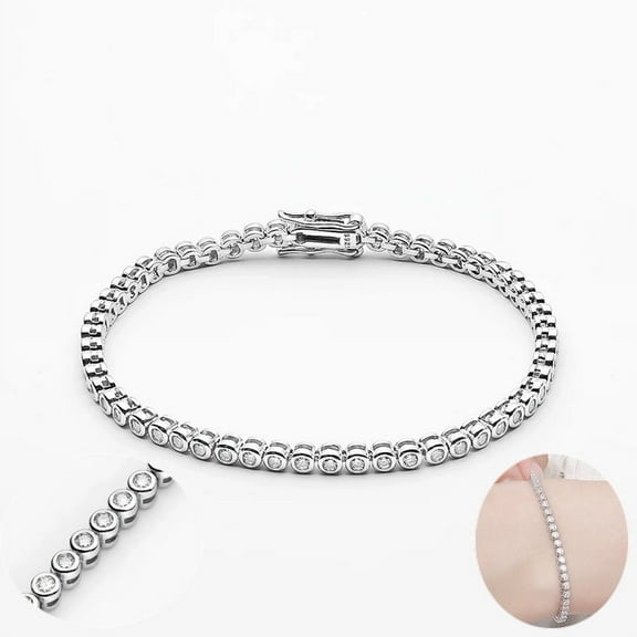 Apasion Sparkling 2mm Moissanite Tennis Bracelet For Women 925 Sterling Silver Wedding Bridal Eternity Bangle