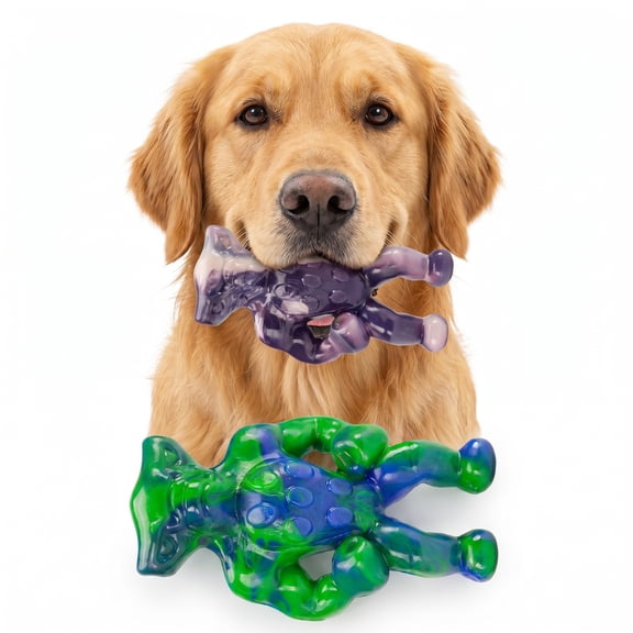 Apasiri 2Pack Tough Nylon BeefFlavored Alien Monster Dog Chew Toys, HeavyDuty Molar Toys for Aggressive Chewers, Clean Teeth, Relieve Anxiety & Burn Energy for Medium & Large Dogs, Multicolor