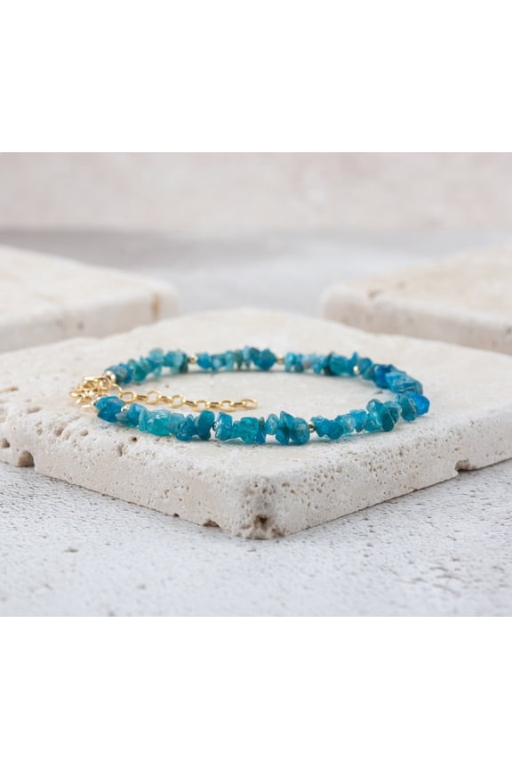 Apatite 2-6mm Nugget Shape Rough Cut Beads 7 inch adjustable Gold Plated Clasp Bracelet for men, women, unisex. Link Chain Stacking Bracelet.|LINK_00533