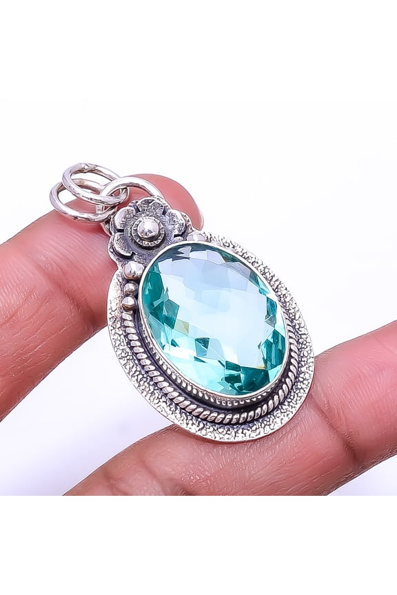 Apatite 925 Sterling Silver Handmade Pendant 1.76" P_8057_315_69, Christmas Gift