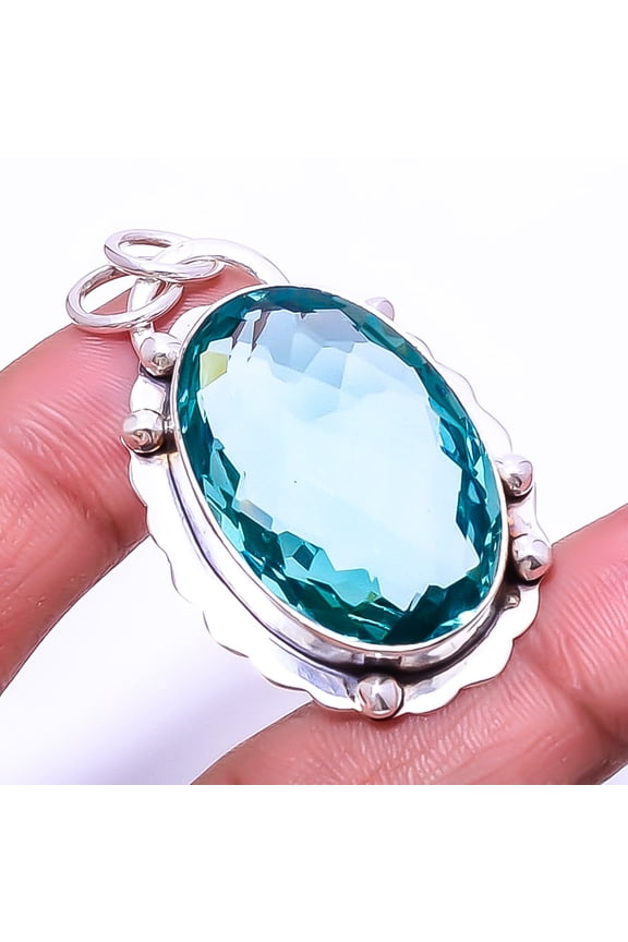 Apatite 925 Sterling Silver Handmade Pendant 1.76" P25417127, Christmas Gift