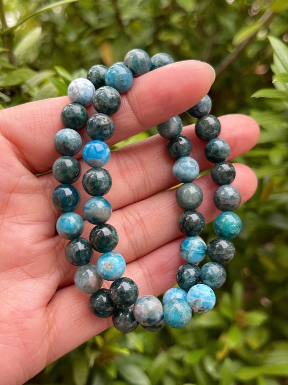 Apatite Crystal Bead Bracelet 8mm, Wholesale Genuine Apatite Stretch Gemstone Bracelet, Gift for Men & Women (1)