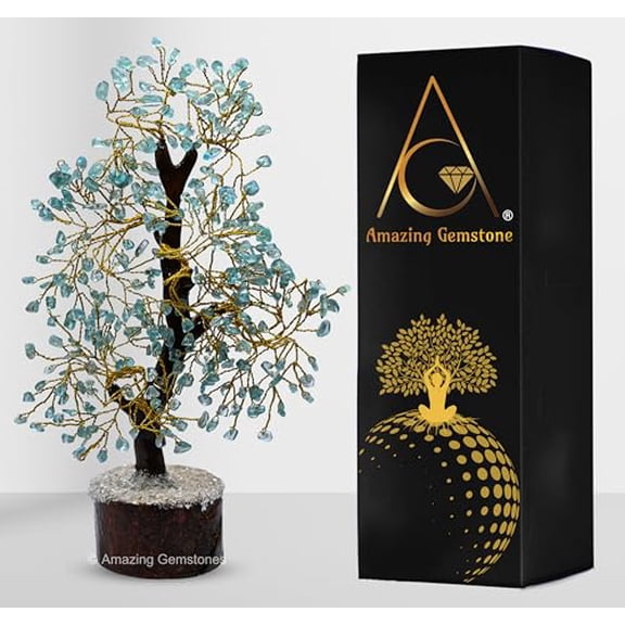 Apatite Crystal Tree - Healing Crystal Bonsai Tree Room Decor Office Desk Decor