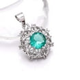 thumbnail image 1 of Apatite, Cubic Zirconia 925 Silver Platinum Plated Pendant 1.00" P78622, Apatite Pendant, Gift For Her, Round Pendant, Cyan Pendant, 1 of 2