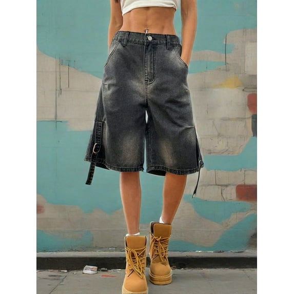 Apay Denim Shorts 5 Points Jeans for Women Y2K Vintage Street Style Suitable for Daily Trave Regular Size