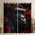 thumbnail image 1 of Ape Blackout&nbsp;Curtains for Bedroom,Black Gorilla Curtains&nbsp;&&nbsp;Drapes Red Rose Chimpanzee Curtains 2 Panels 38"Wx45"L,Gothic Wild Animals Window&nbsp;Curtains, 1 of 5
