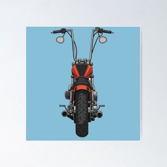 Ape Hanger Vector Motorcycle Art - Rear View Poster Wall Art, Modern Wall Decor For Living Room Bedroom, 30x30 UNFRAMED
