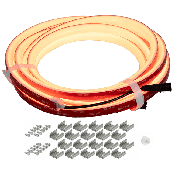 Ape Labs NeonStripe 16 | 16.4ft IP65 RGBaW LED COB Strip, Cuttable with Pig Tails, Install Hardware Included