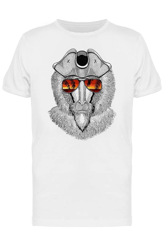 Ape Wearing Pirate Hat Glasses T-Shirt Men -Image by Shutterstock, Male Large