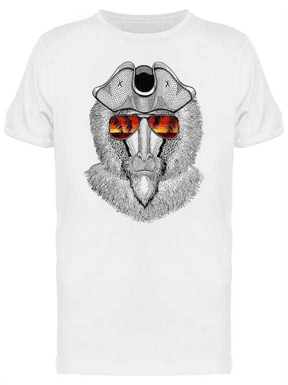 Ape Wearing Pirate Hat Glasses T-Shirt Men -Image by Shutterstock, Male Medium