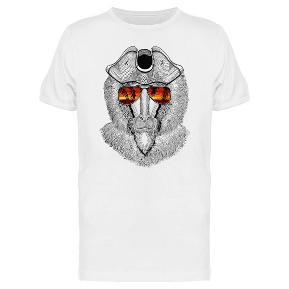 Ape Wearing Pirate Hat Glasses T-Shirt Men -Image by Shutterstock, Male Medium