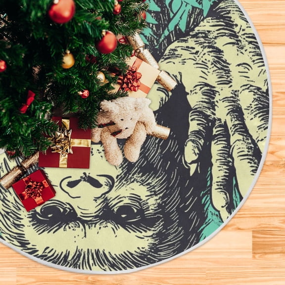 Ape in The Woods Christmas Tree Skirt Stand Mat Waterproof Floor Protection Mat for Holiday Decoration