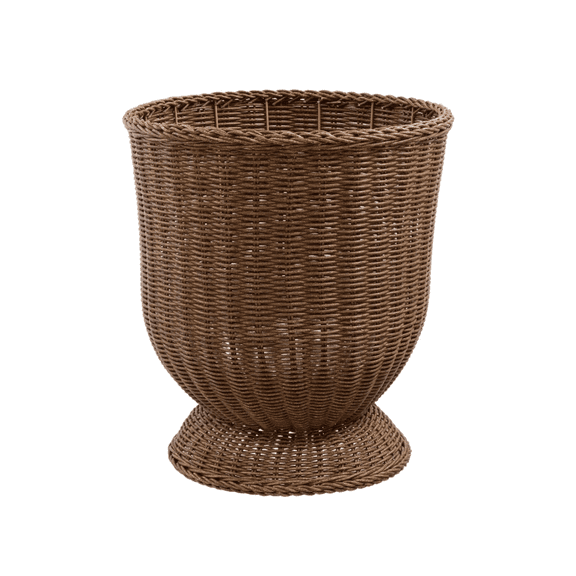 ApePal 11.8" Goblet Woven Planter Urn Shape,Rustic Round Pedestal Wicker Basket for Easter Eggs & Candy,Farmhouse Style Spring Tabletop Decors
