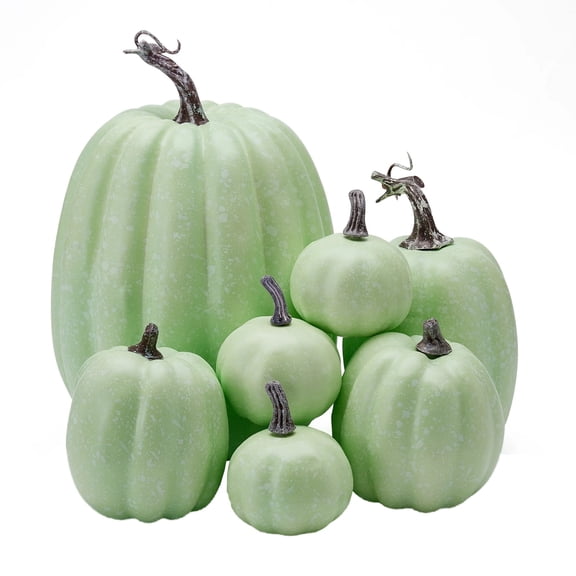 ApePal 7 Pcs Assorted Sizes Artificial Pumpkins Fall Decor Fake Faux Foam Pumpkins for Halloween Thanksgiving Harvest Home Table Decor Value Bundle Halloween Gifts