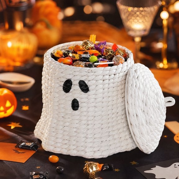 ApePal Decorative Woven Rattan Ghost Statue, Minimalist Gothic Halloween Decorations for Home