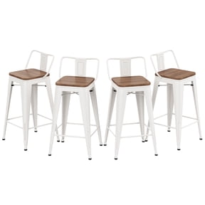 Apeaka 24 inch Bar Stools Set of 4 - Rustic Wood Seat & Metal Frame, Counter-Height Chairs for Kitchen Island, Pub Table (Easy Assembly)