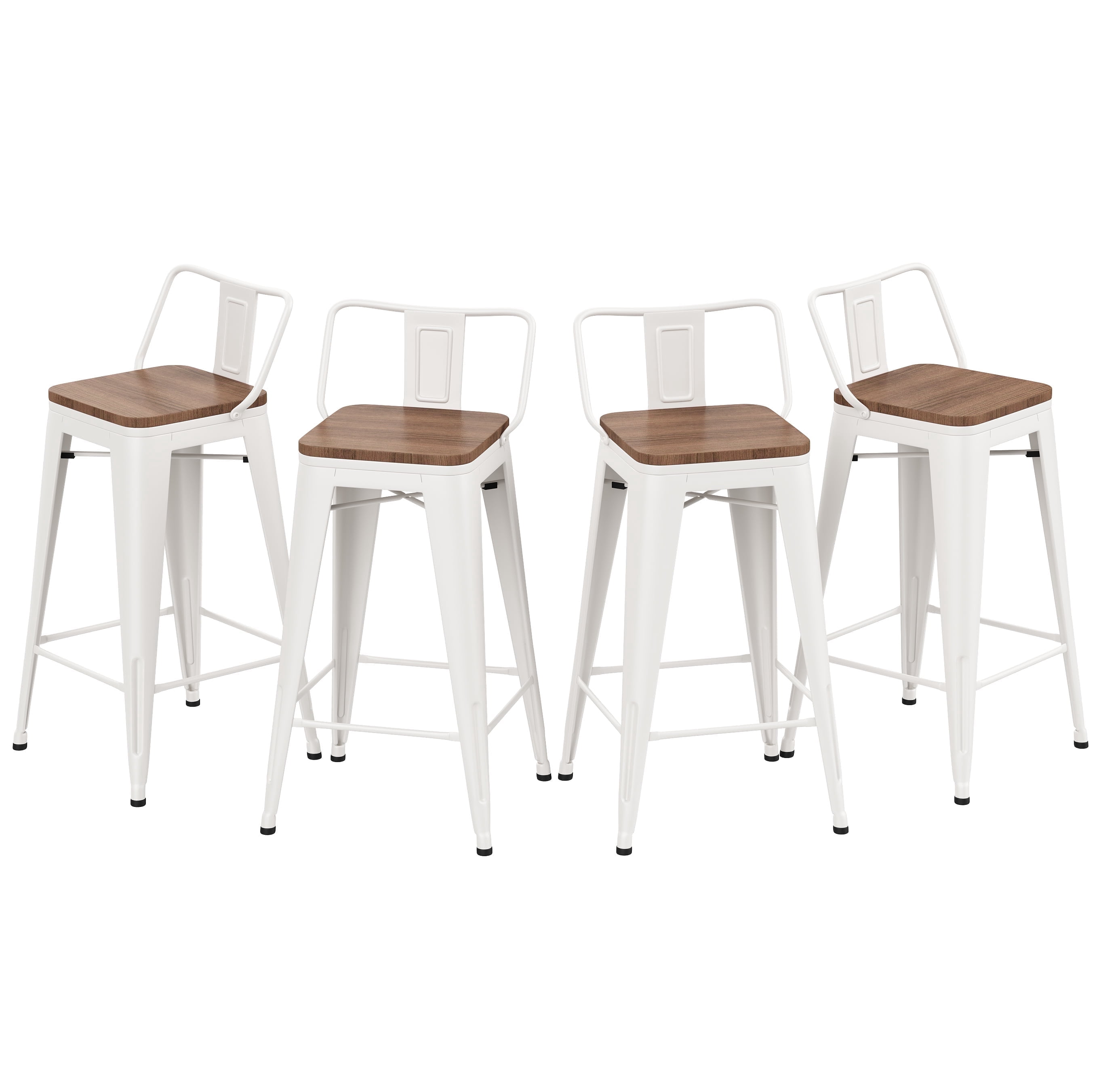 Apeaka 26 inch Bar Stools with Back Set of 4 Counter Height Chair  with Wood Seat Metal Bar Stools Kitchen