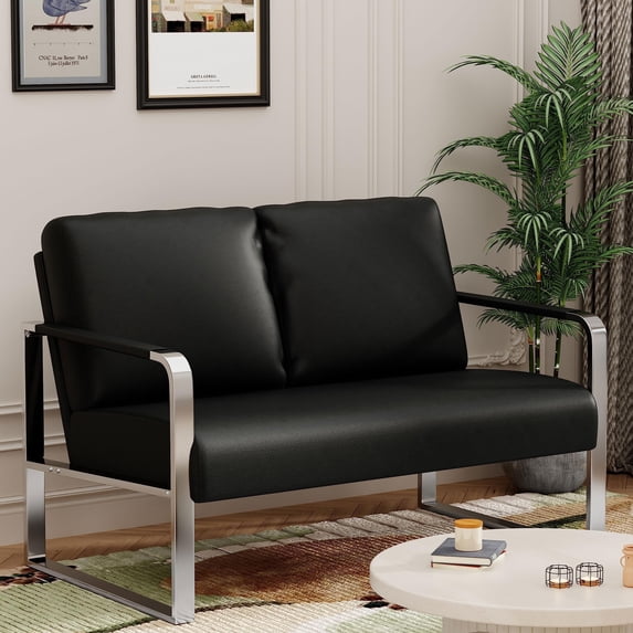 Apeaka Love Seat Mini Couch Small Sofa Settee Loveseat Bench for Living Room, Faux Leather