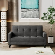 Apeaka Loveseat Sofa Couch Upholstered Small Love seat Modern Couch Sofa Black 2-Seat Sofa Couch