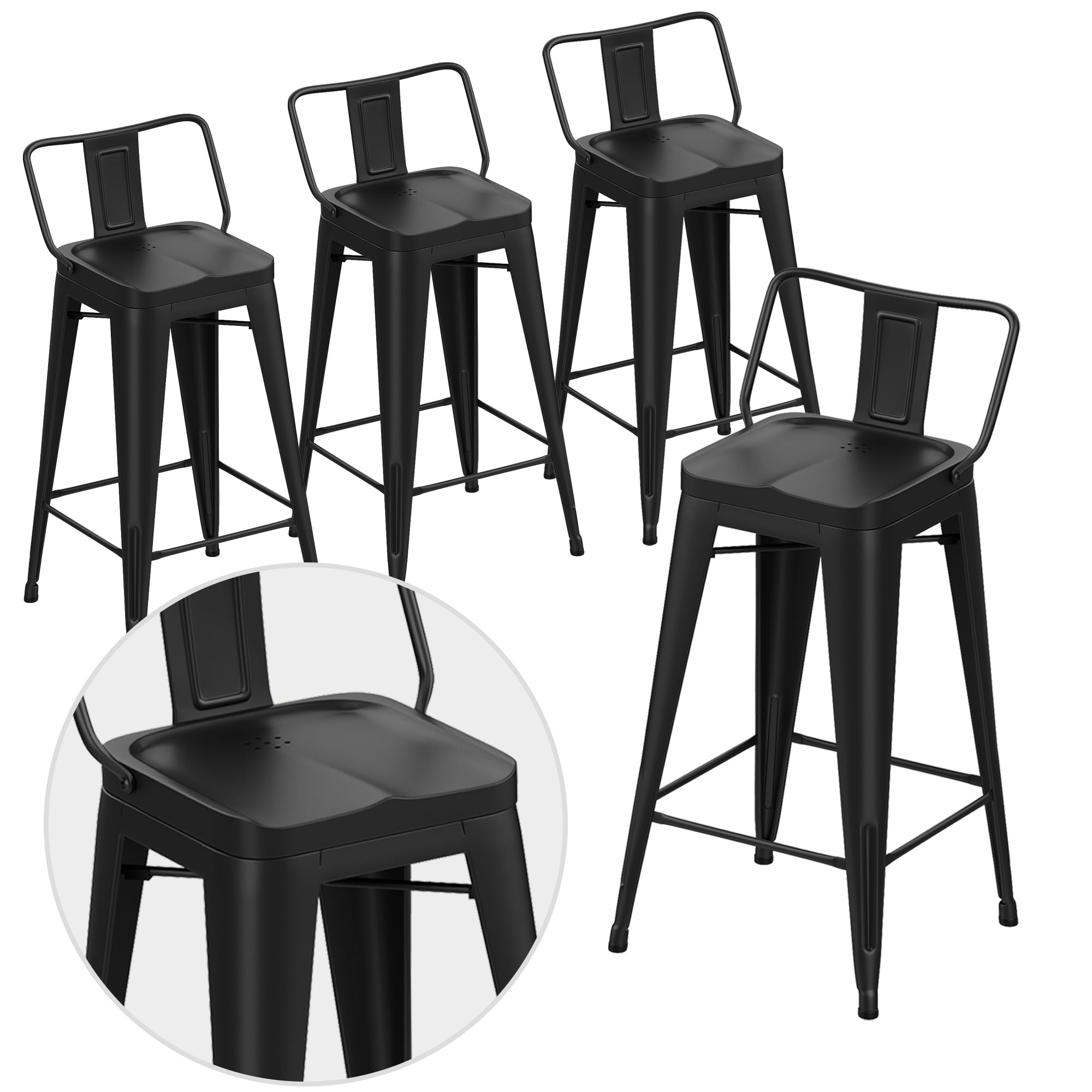 Apeaka Metal Bar Stools Set of 4 Counter Height Stools 30 Inchs Counter Stools with Backs