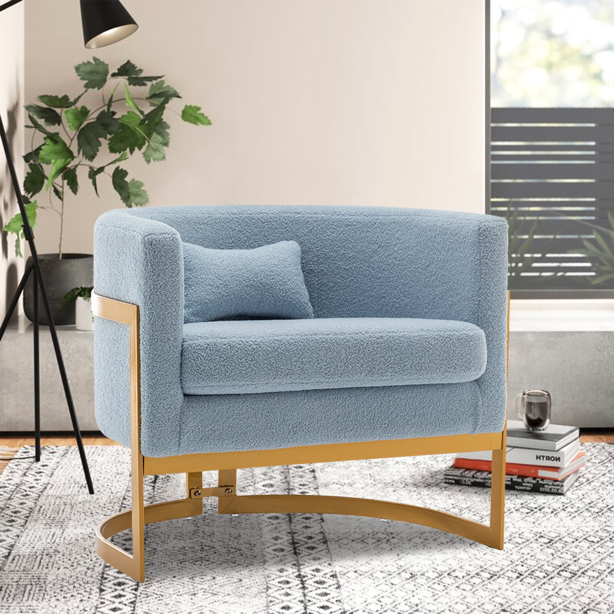 Apeaka Velvet Barrel Living Room Accent Chair Modern Mid Century Arm Lounge Chairs Single Sofa Tub Bucket Club Chair for Bedroom Walmart