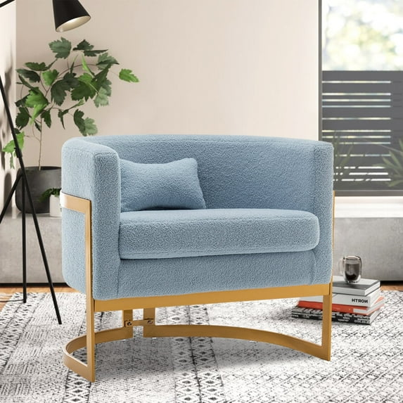 Apeaka Velvet Barrel Living Room Accent Chair, Modern Mid Century Arm Lounge Chairs Single Sofa Tub Bucket Club Chair for Bedroom