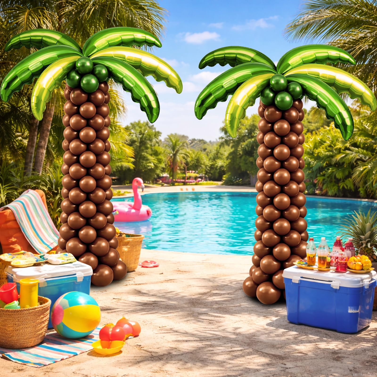 Apec's 132 Pcs Palm Tree Balloon Column Stand 12 Pcs Green Palm Tree ...