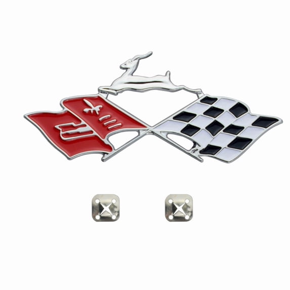 Apec's 2Pc 1961 Impala Die Cast Rear Quarter Panel Emblem Crossed Flag ...