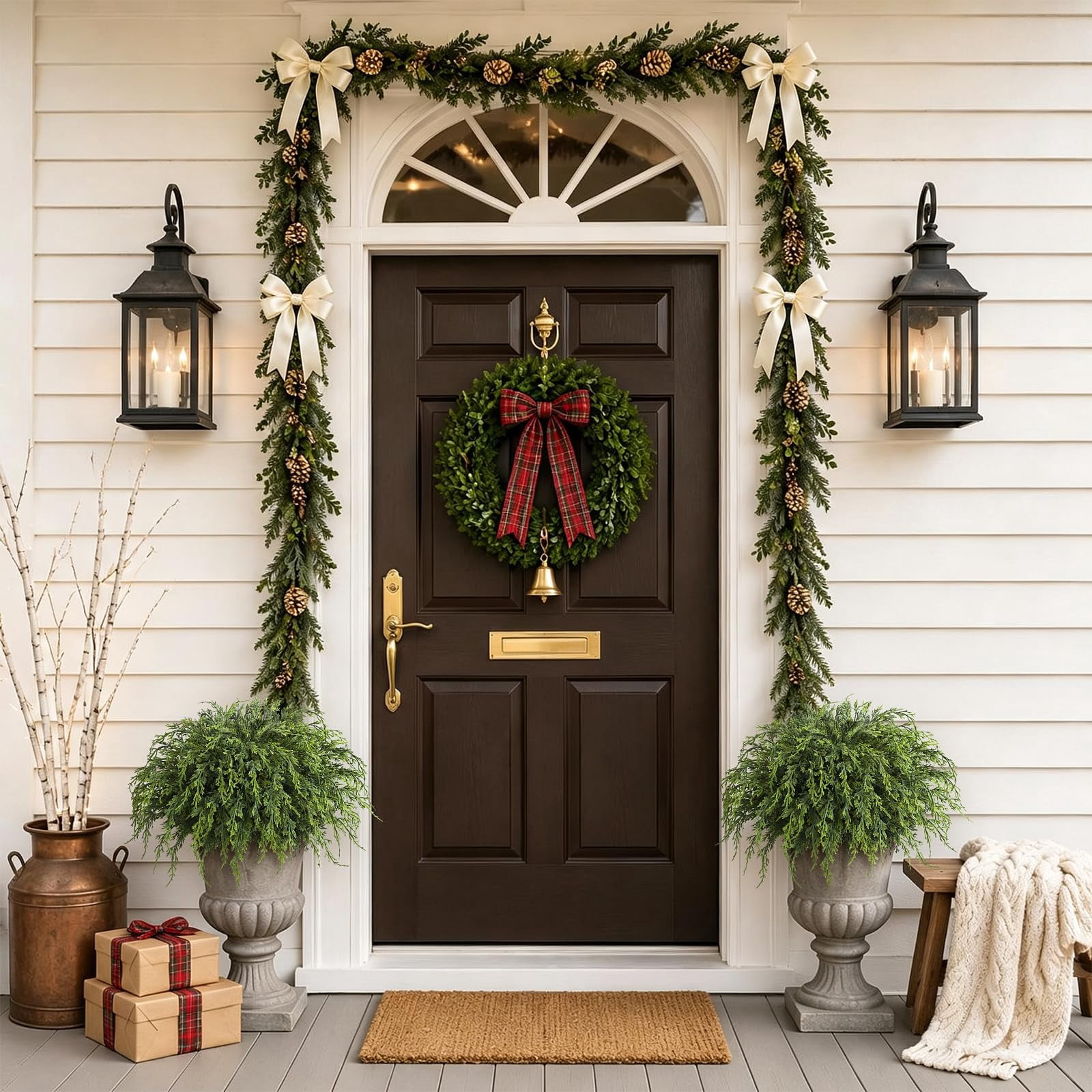 Apec's 2Pcs Artificial Christmas Cedar Topiary Ball Tree for Front ...