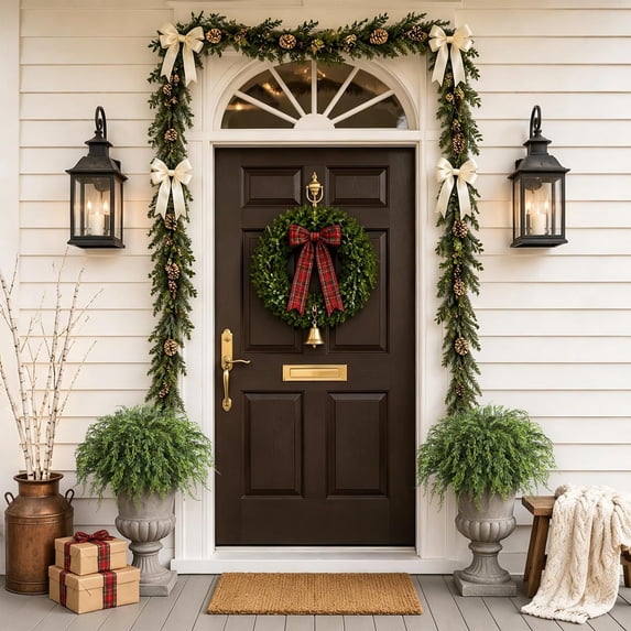 Front Cedar Tree Apec's 2Pcs Artificial Christmas Cedar Topiary Ball Tree for Front ...