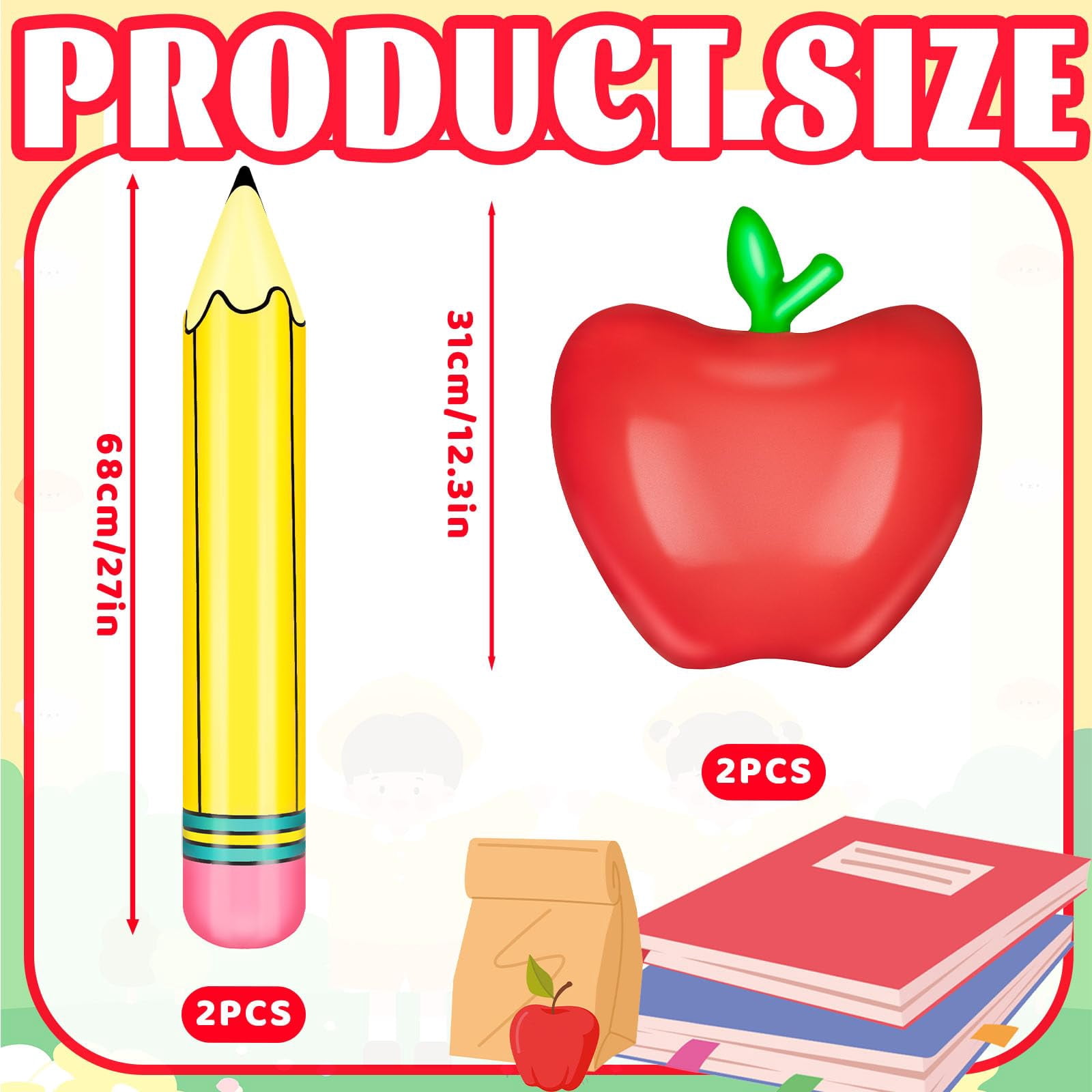 Inflatable Fruit For Accessory Apec's 4 Pcs Back to School Balloons Inflatable Pencil Red Apple ...