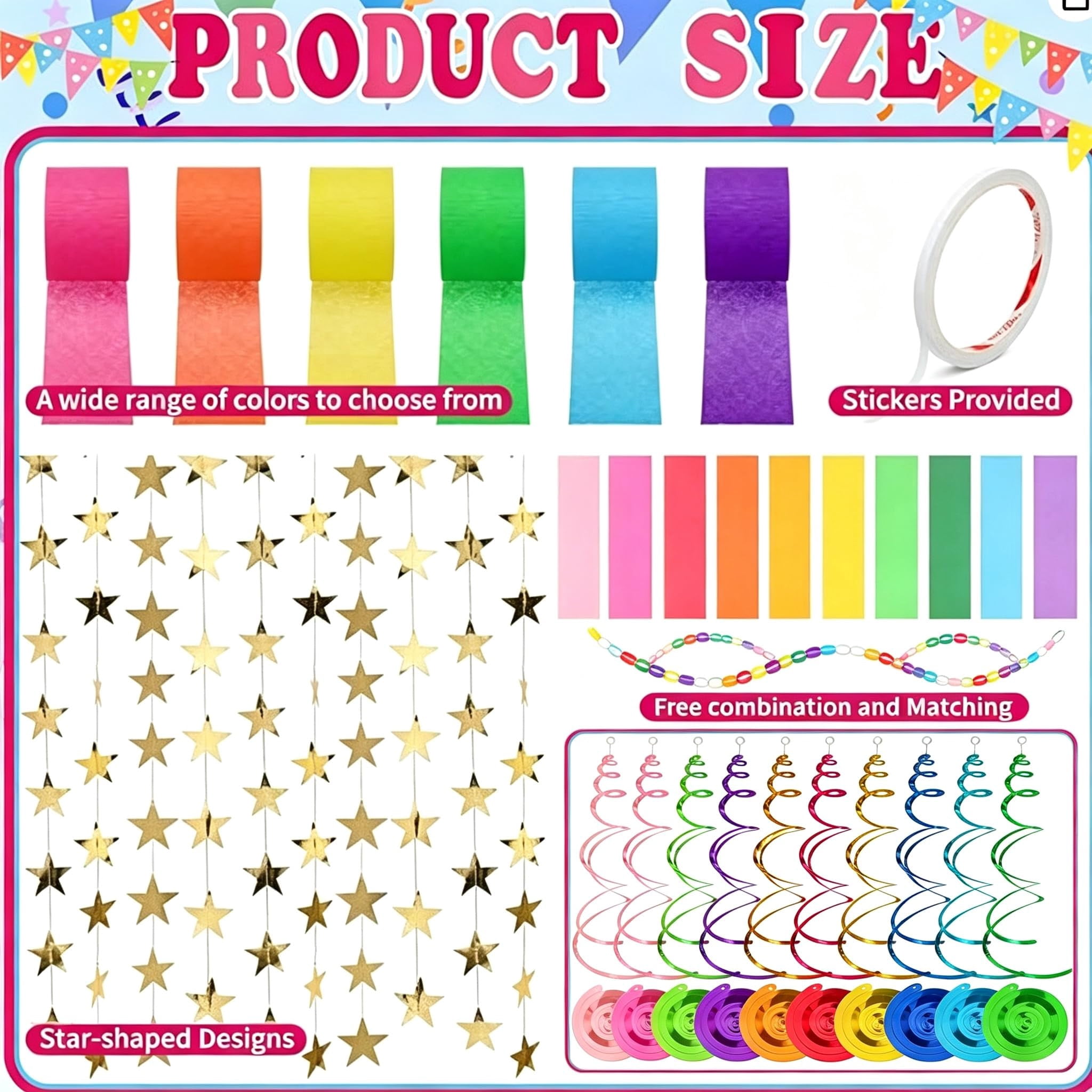 Apec's 492ft Christmas Party Decorations Kit: Streamers, Paper Chain ...