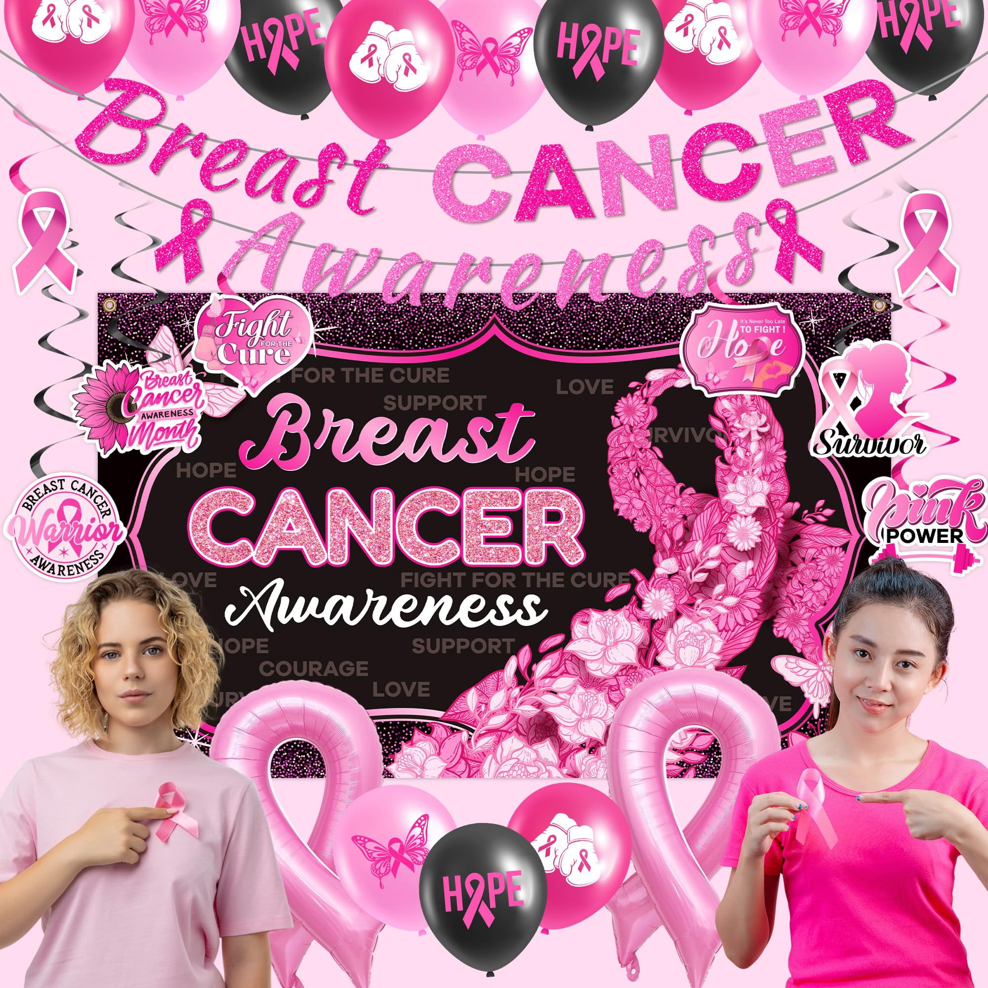 Apec's Breast Cancer Awareness Decorations Banner Swirl Backdrop ...