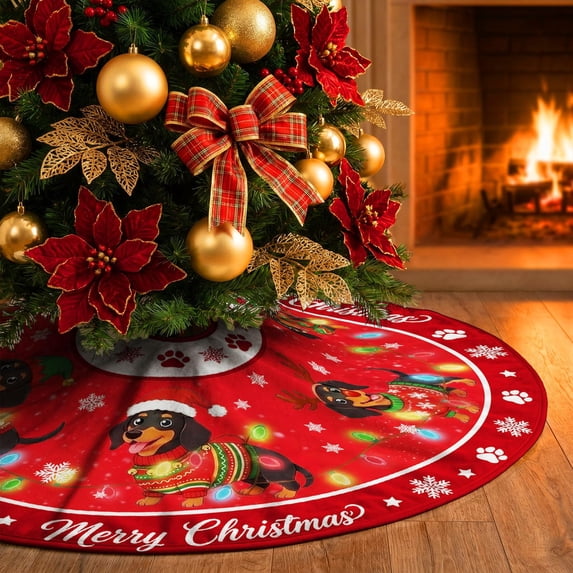 Apec's Dachshund Christmas Tree Skirt 48 Inch for Indoor Outdoor ...