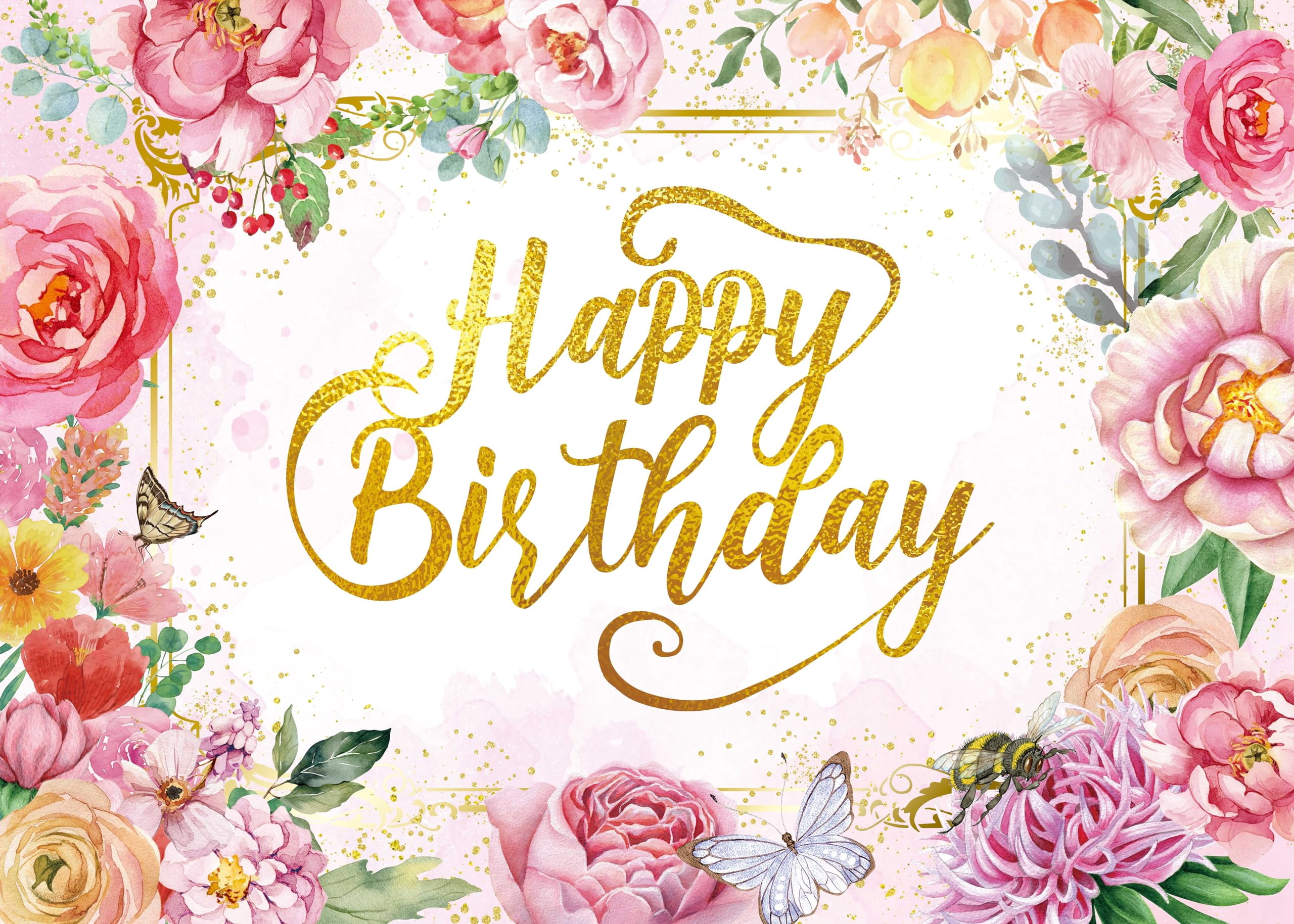 Spring Jewelry Background Apec's Flowers Happy Birthday Backdrop Spring Pink Watercolor Floral ...