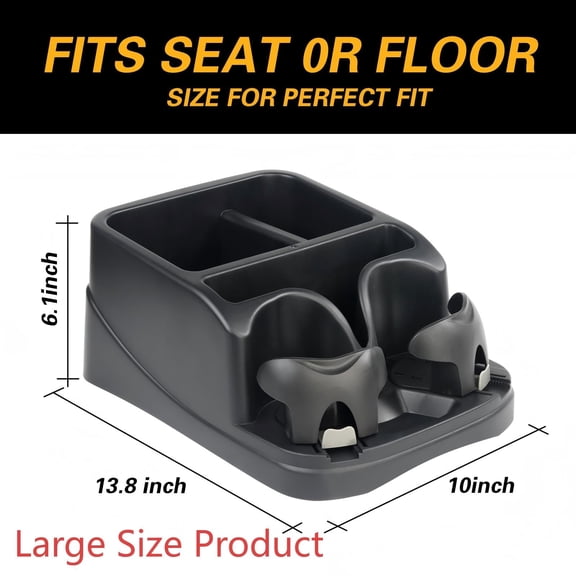 Apec's Large Size Plastic Console for Cars, Trucks, SUVs with 2 Adjustable Drink Cup Holders Phone Book Holder, Back Bench and Front Seat or Floor Middle Console Universal Vehicle Organizer Black V12