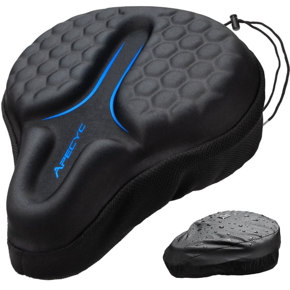 Apecyc Extra Wide Gel Bike Seat Cover, Soft Padding Cushion Pad for Stationary Exercise Bikes and Ebikes
