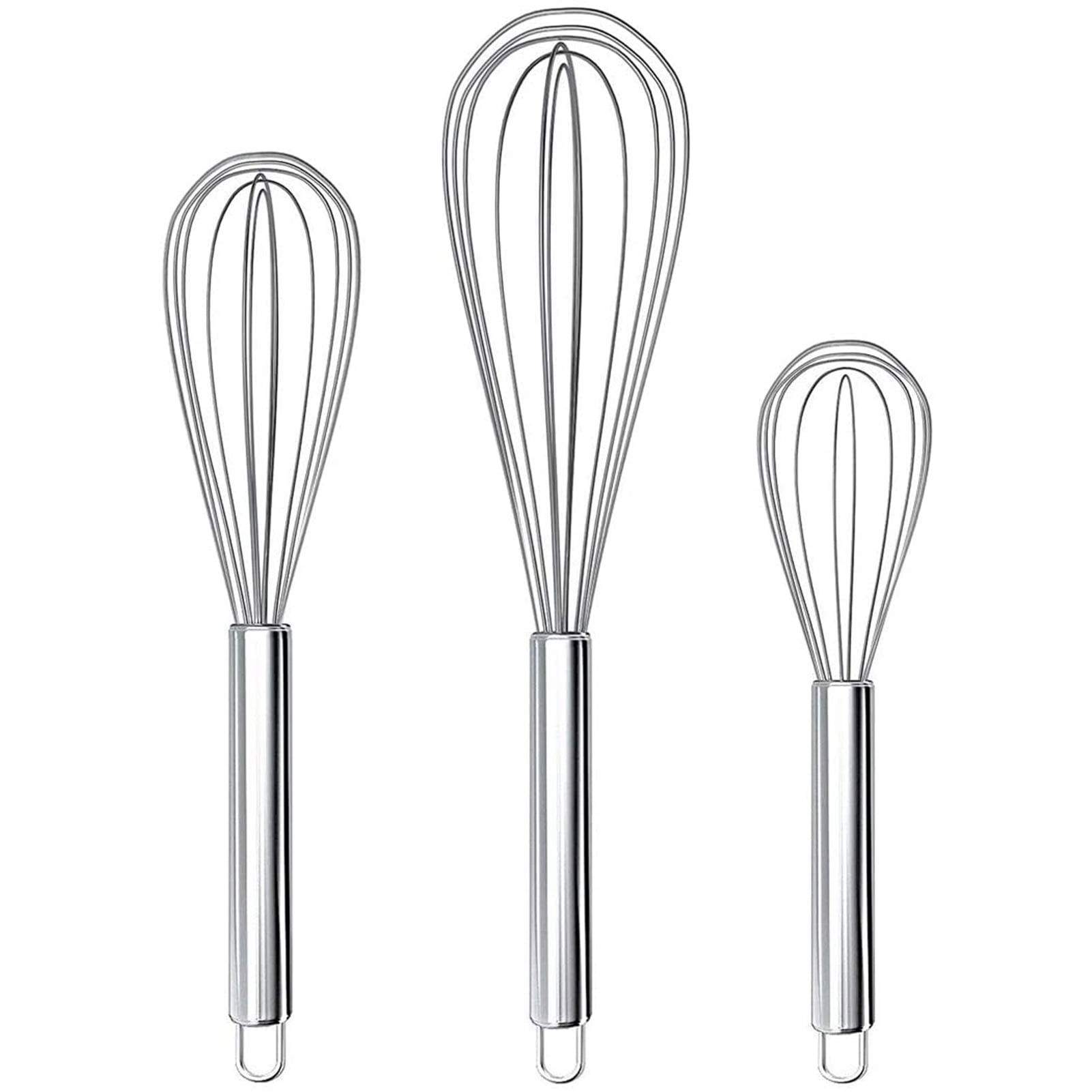 ReaNea Whisk Set Pack of 3 Stainless Steel 8 10 12 Whisks for Cooking,  Beater, Kitchen Wire Wisk 