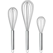 Apehuyuan 3 Pack Whisk Egg Stainless Steel Set 8"10"12" for Cooking Kitchen Strong Handles Balloon Wire Egg Beater for Stirring, Blending and Beating(Oval)