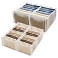 Apehuyuan 4 Pcs Drawer Organizers Washable 7 Grids Compartment Storage Box for Wardrobe Folded
