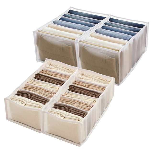 Apehuyuan 4 Pcs Drawer Organizers Washable 7 Grids Compartment Storage ...