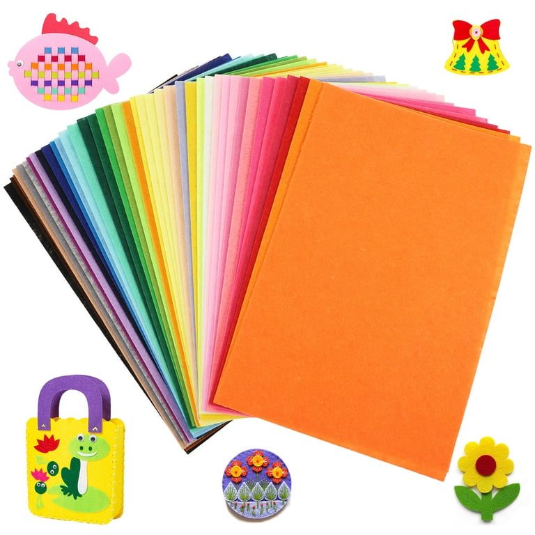Apehuyuan Colored Felt Fabric Sheets 8*12 inches 40 Pcs 1mm Thick Pre Cut  Quilt Squares Assorted Patchwork Sewing DIY Craft for Kids School