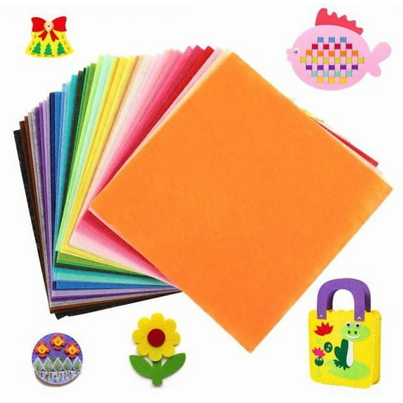 Apehuyuan Colored Felt Fabric Sheets 8*12 inches 40 Pcs 1mm Thick Pre Cut Quilt Squares Assorted Patchwork Sewing DIY Craft for Kids School Projects(8*12'')