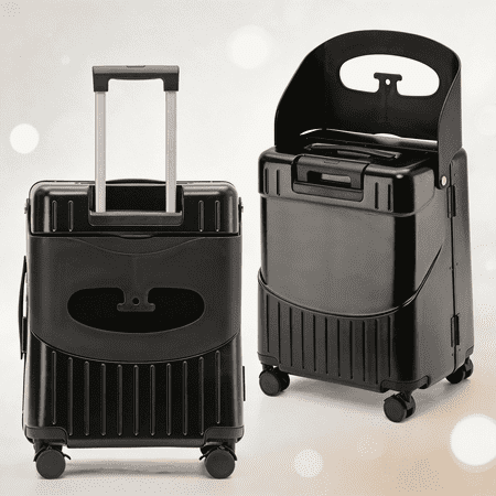 Apelila 22 Inch Hardside Checked Luggage with Child Seat, 40L Spinner Suitcase with TSA Lock, Aircraft-Grade ABS+PC