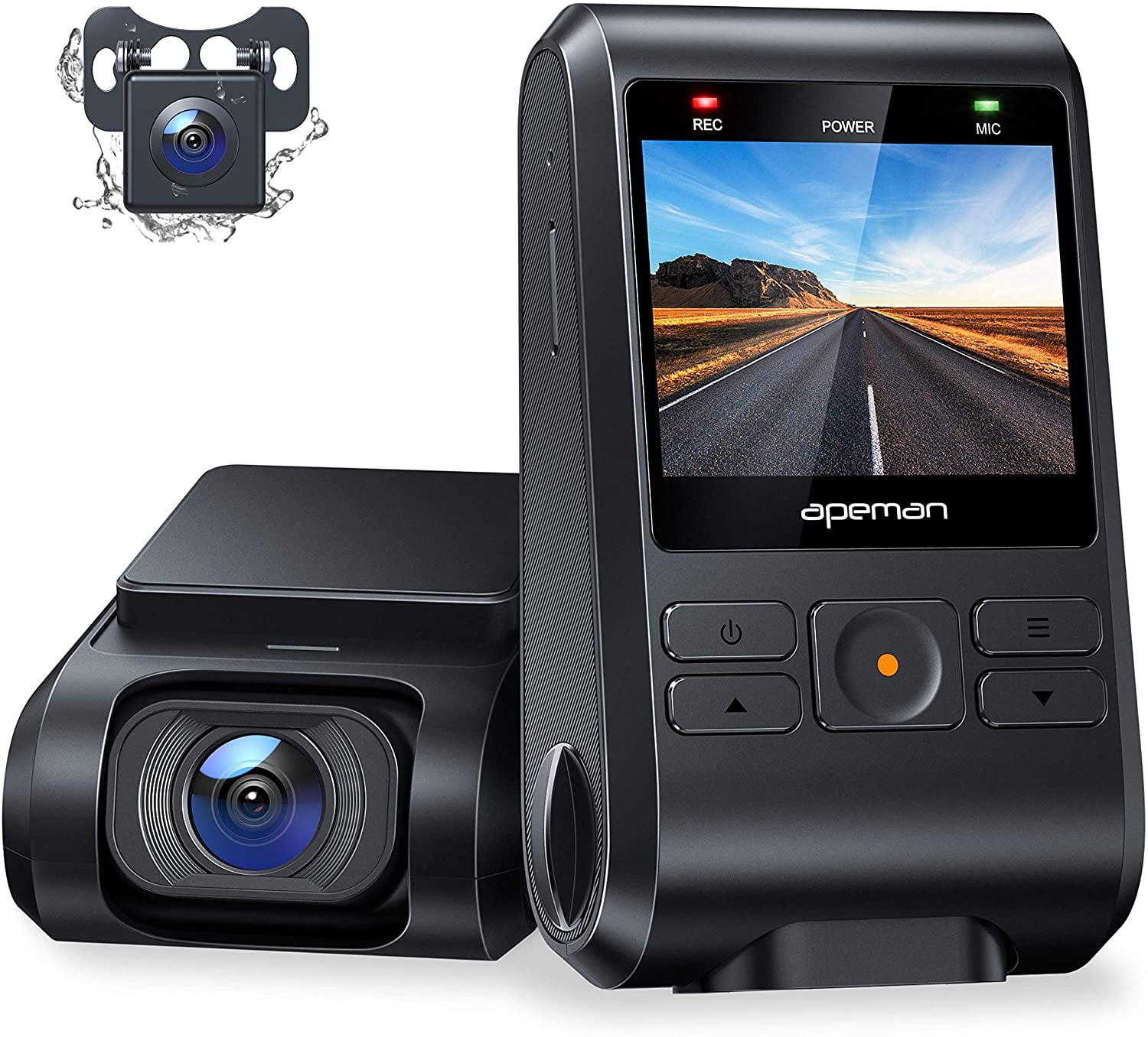 Apeman Dash Cam Front And Rear Camera Apeman 1080P Dash Cam Front & Rear, Wide Angle, Accident Lock, Parking