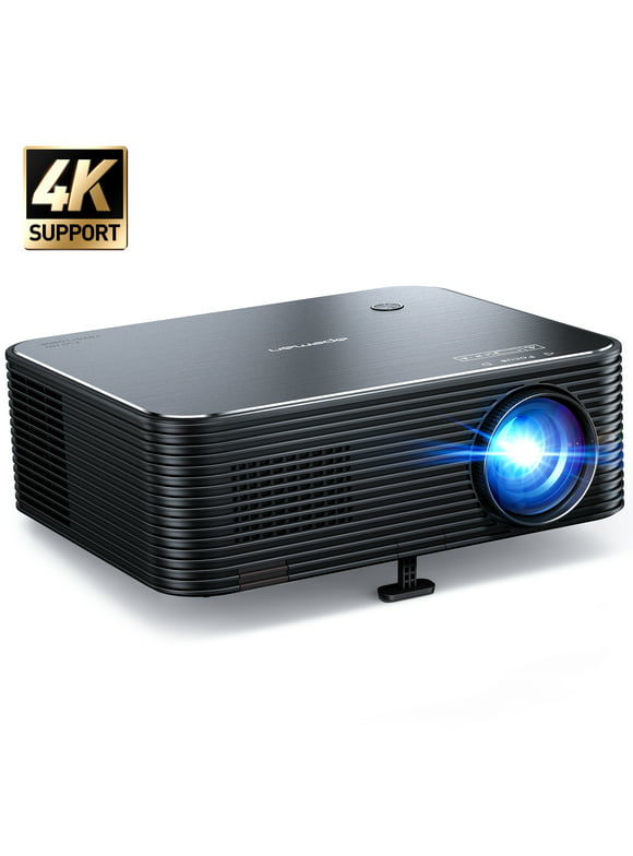 Apeman 4K Supported Projectors,Native 1080P,up to 300" Large Screen 55,000 Hours Lamp Life,Black